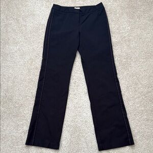 Anthropologie's Elevenses Bootcut Mid Rise Pink Accent Side Stitch Black Pants 4